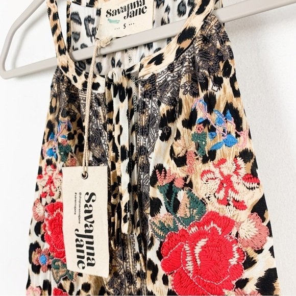 NWT Savannah JaneLeopard Print Floral Embroidered Tank Top Sz S - Picture 4 of 6